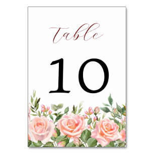 Numéro De Table Elégant Rose aquarelle Florals Mariage