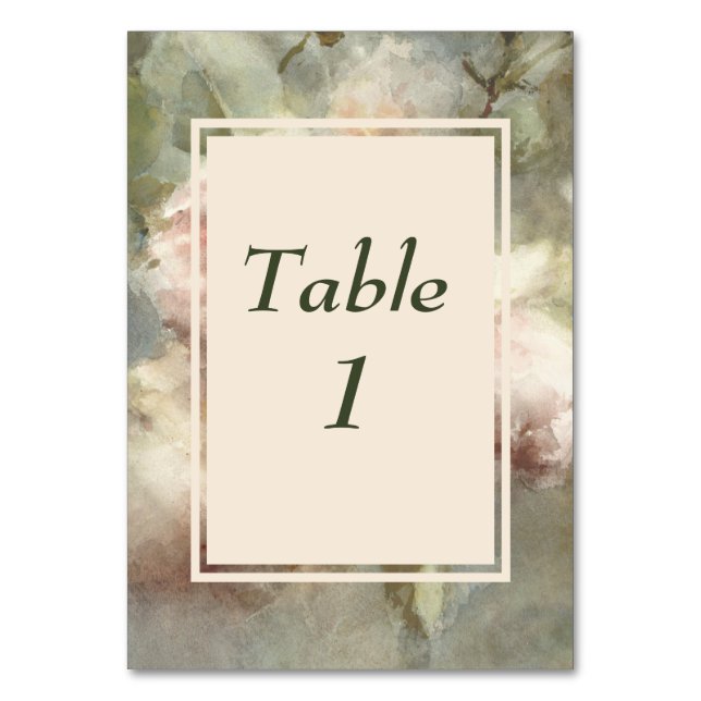 Numéro De Table Elégant Rose d'antiquité douce rose Mariage d'aqua (Dos)