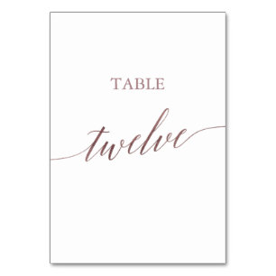 Numéro De Table Élégant Rose Gold Calligraphie Table Douze