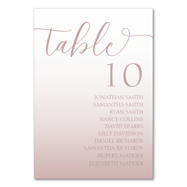 Numéro De Table Élégant Rose Mariage Gold Gradient (Par défaut)