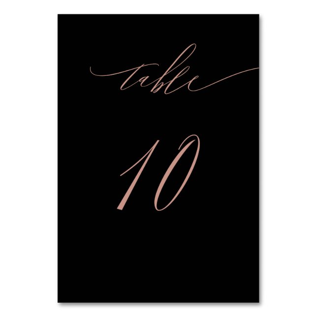 Numéro De Table Élégant Rose noir Gold Script 10 Mariage (Par défaut)