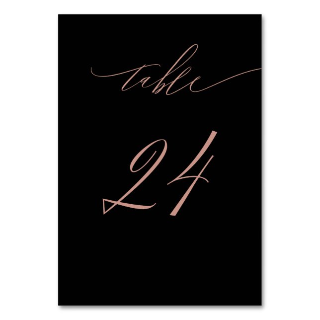 Numéro De Table Élégant Rose noir Gold Script No 24 Mariage (Par défaut)