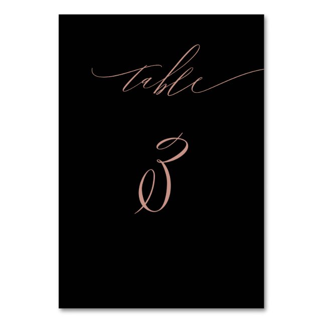 Numéro De Table Élégant Rose noir Gold Script No 3 Mariage (Par défaut)