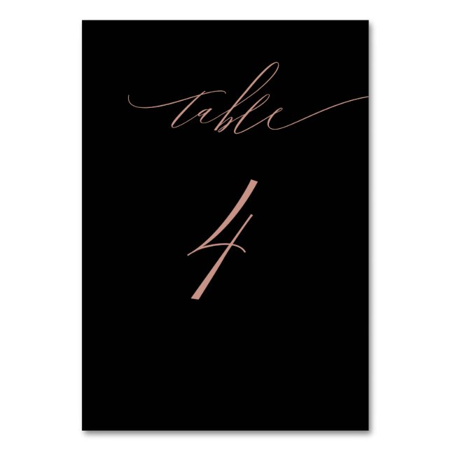 Numéro De Table Élégant Rose noir Gold Script No 4 Mariage (Par défaut)