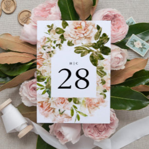 Numéro De Table Élégant Rose Romance Mariage Numéros de tableau