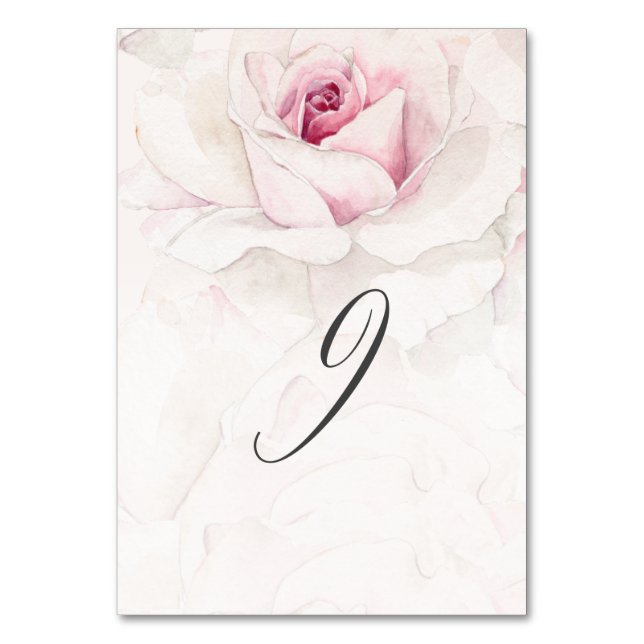 Numéro De Table Elégant rose rose aquarelle Floral No 9 Mariage (Par défaut)