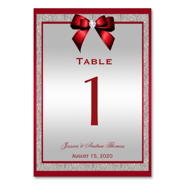 Numéro De Table Elégant Ruby Red & Silver Parties scintillant Mari (Par défaut)