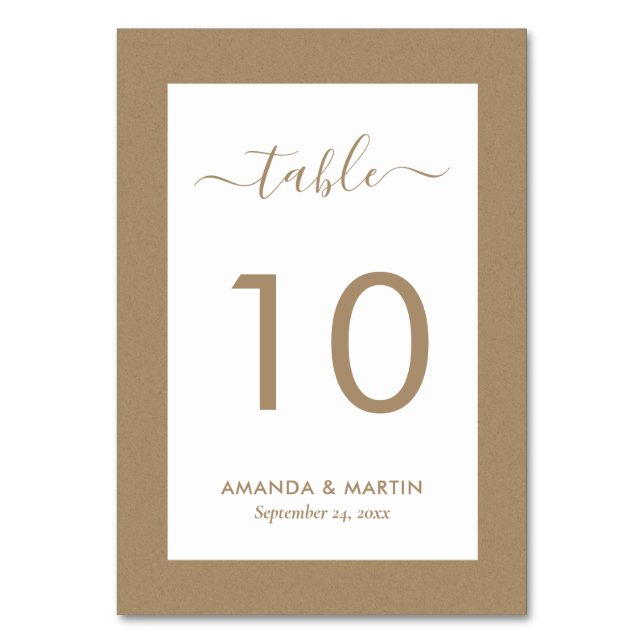 Numéro De Table Élégant Rustique Faux Kraft Mariage papier (Par défaut)
