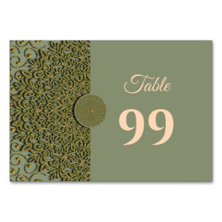 Numéro De Table Elégant Sage moderne vert & or classique mandala