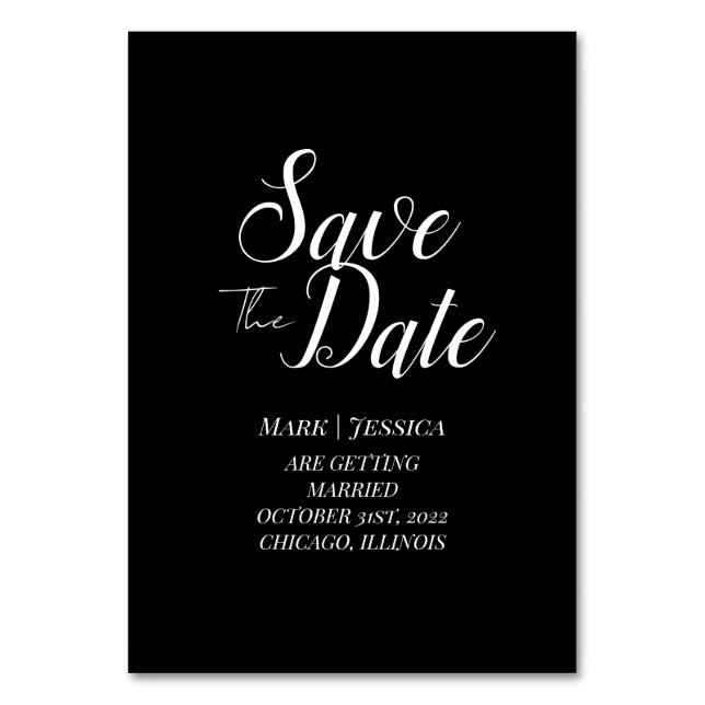 Numéro De Table Elegant Save The Date Table Card (Par défaut)