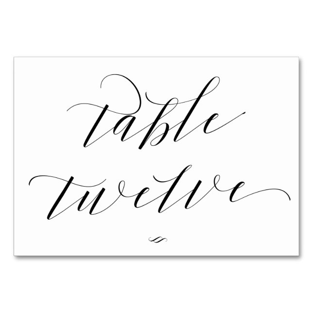 Numéro De Table Élégant Script Calligraphie Table Douze Réception (Devant)
