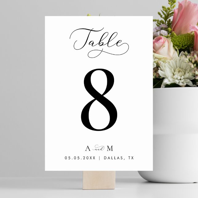Numéro de table Elegant Script Mariage avec Monogr (Créateur téléchargé)