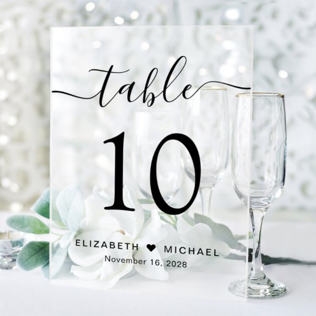 Numéro de table Elegant Script Mariage Frosted (Créateur téléchargé)