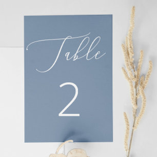 Numéro De Table Élégant script minimaliste bleu foncé mariage