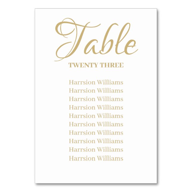 Numéro De Table Elégant script personnalisé Mariage Numéro de tabl (Dos)