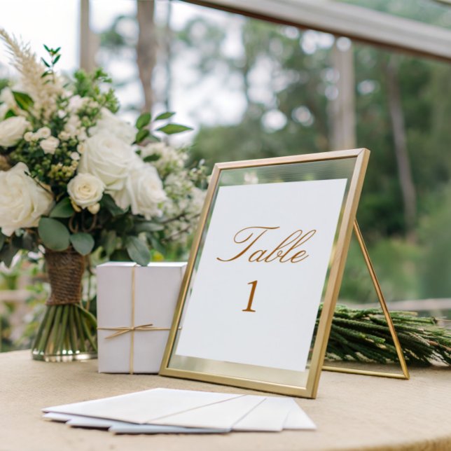 Numéro De Table Élégant Script Terracotta Minimal Mariage (Créateur téléchargé)