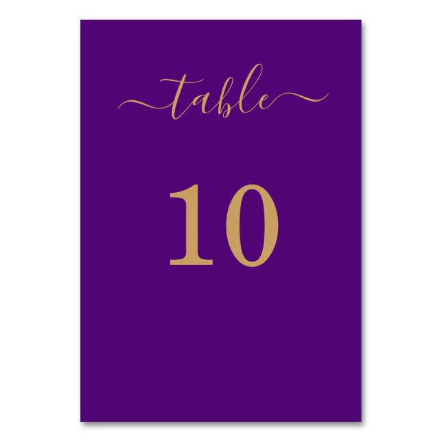 Numéro De Table Élégant Simple Glam Script Gold Party Purple (Par défaut)