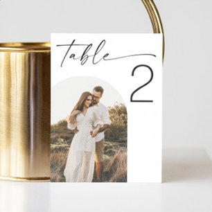 Numéro De Table Élégant simple script minimaliste photo mariage