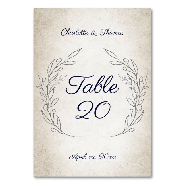 Numéro De Table Elégant Soft Feuille Script Mariage Réception (Par défaut)
