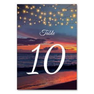 Numéro De Table Elégant Sunset Beach String Mariage été léger