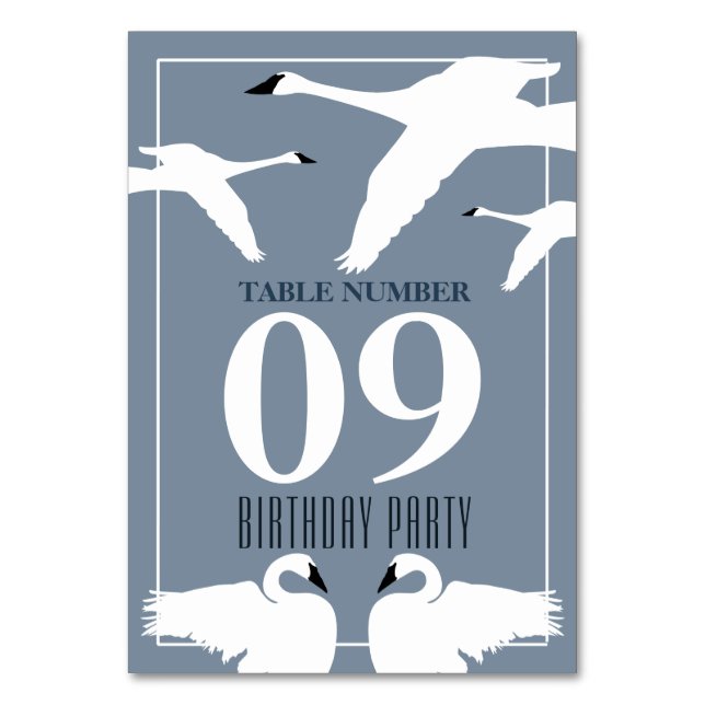 Numéro De Table Elégant Swan, Anniversaire Table No. (Par défaut)