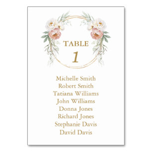 Numéro De Table Élégant tableau de sièges blanc Dusty Rose