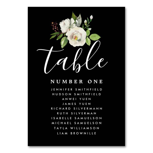 Numéro De Table Élégant tableau de sièges Mariage floral blanc (Par défaut)