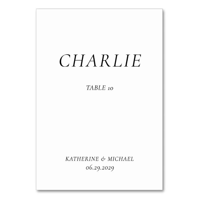 Numéro De Table Elegant Timeless White Wedding Table Cards (Par défaut)