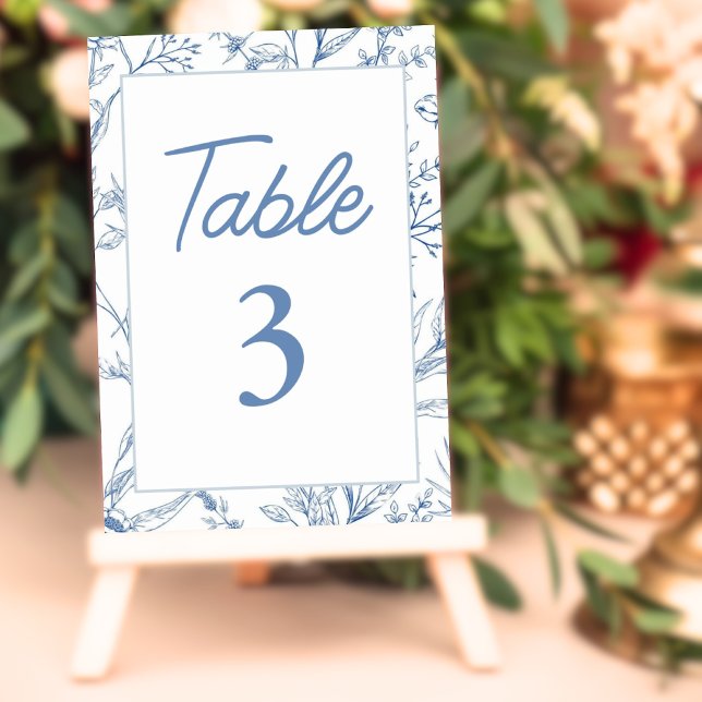Numéro De Table Elégant Toile Bleue Français Floral Numéros de tab (Elegant Blue Toile French Floral Table Numbers)