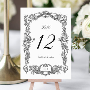 Numéro De Table Élégant Vintage baroque Mariage de cadre floral