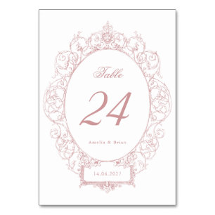 Numéro De Table Elégant Vintage Ornament cadre Mariage