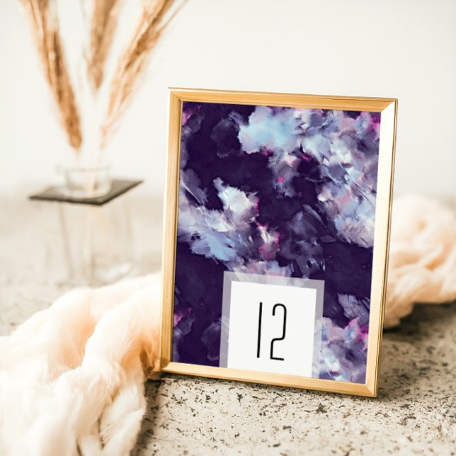 Numéro De Table Élégant violet moderne pinceau Mariage (Créateur téléchargé)