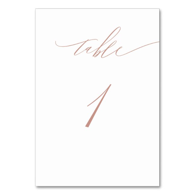 Numéro De Table Élégant White Rose Gold Script No 1 Mariage (Par défaut)