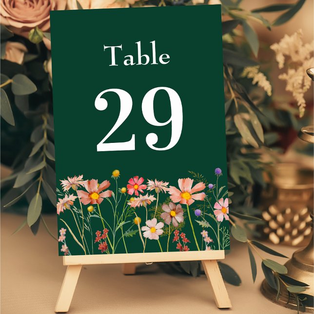 Numéro De Table Elegant Wildflower Boho Floral Green Wedding (Wildflower boho fall floral green terracotta Wedding table card watercolor garden meadow flowers )