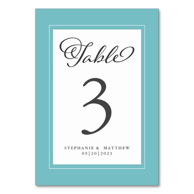 Numéro De Table Elégante Aqua Blue Green & White Mariage Réception (Par défaut)