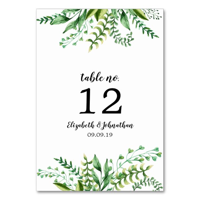 Numéro De Table Elégante aquarelle Botanique Mariage Réception (Par défaut)