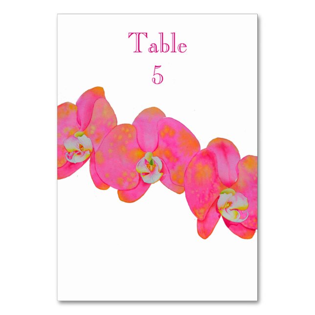 Numéro De Table Elégante aquarelle rose Orchidée peinture (Par défaut)