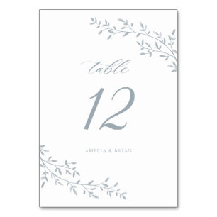Numéro De Table Élégante branche feuille Botanique Dusty Mariage b