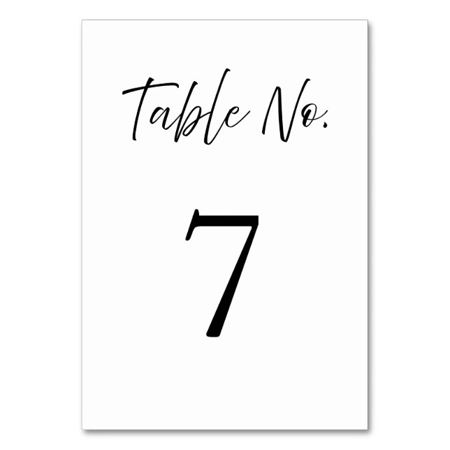 Numéro De Table Élégante calligraphie de script Mariage blanc (Par défaut)