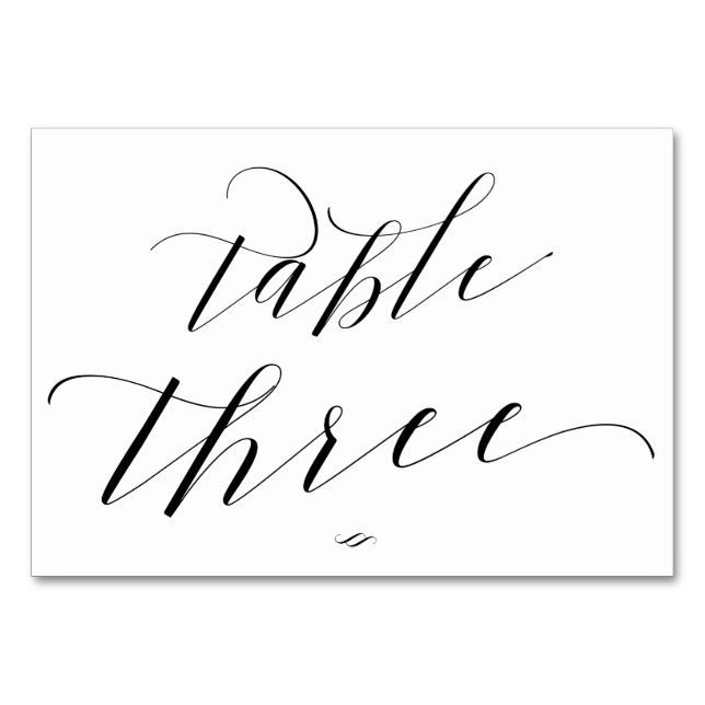 Numéro De Table Élégante calligraphie de script Table Trois Récept (Devant)
