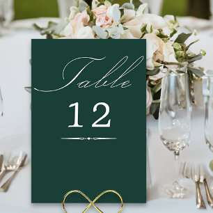 Numéro De Table Élégante calligraphie Emerald Green Mariage