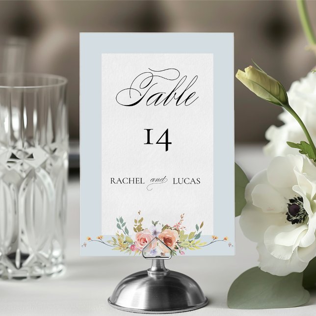 Numéro De Table Élégante calligraphie florale Pastel Boho (Créateur téléchargé)