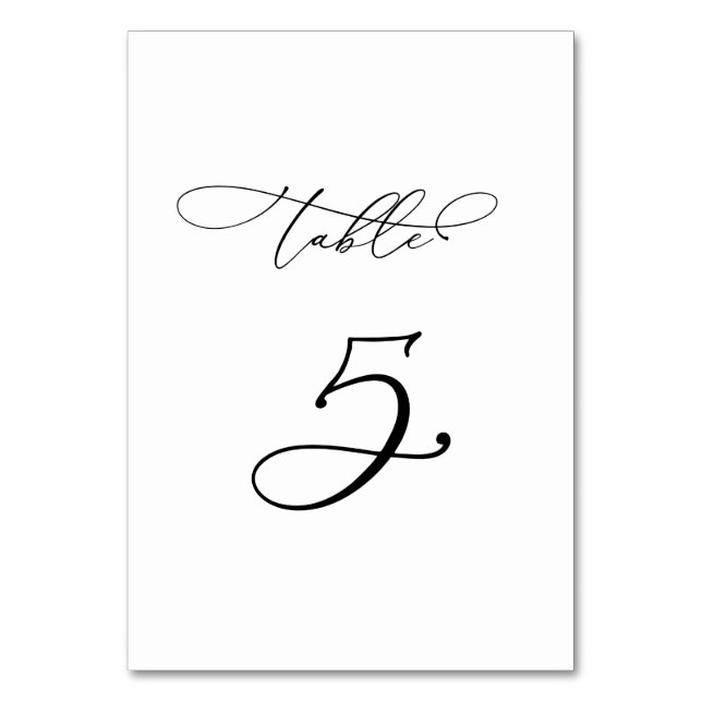 Numéro De Table Élégante calligraphie moderne Tableau 5 Mariage (Par défaut)