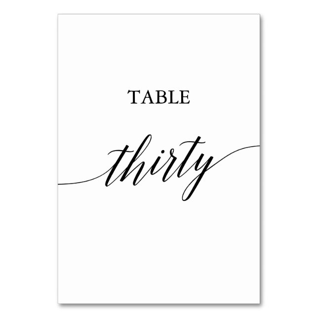 Numéro De Table Élégante calligraphie noire Numéro 30 (Par défaut)