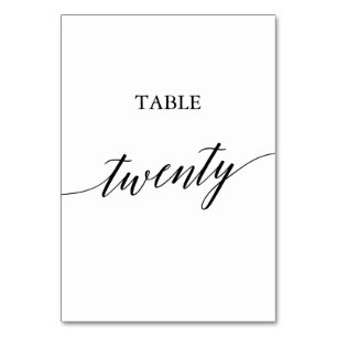 Numéro De Table Élégante calligraphie noire Numéro de tableau Ving