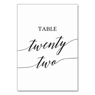 Numéro De Table Élégante calligraphie noire Numéro de tableau Ving
