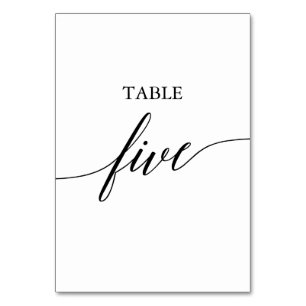 Numéro De Table Élégante calligraphie noire Tableau Cinq Numéro de