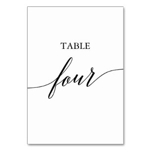 Numéro De Table Élégante calligraphie noire Tableau Quatre Numéro