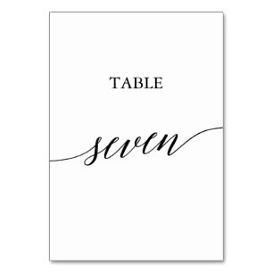 Numéro De Table Élégante calligraphie noire Tableau Sept Numéro de