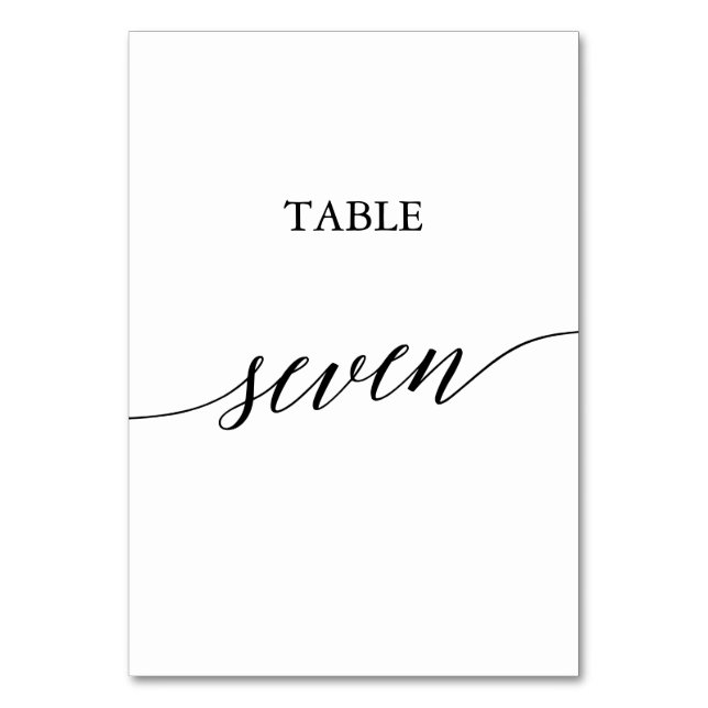 Numéro De Table Élégante calligraphie noire Tableau Sept Numéro de (Par défaut)